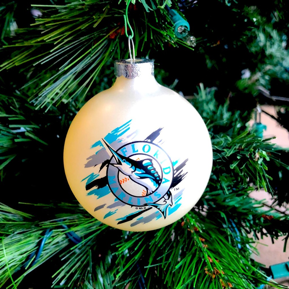 Florida Marlins Sports Collector Glass Ornament
